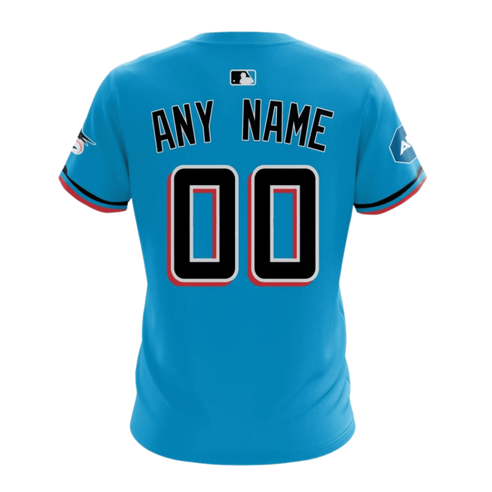 Miami Marlins 2024/25 Alternate Kits Custom AOP T-Shirt - Sky Blue
