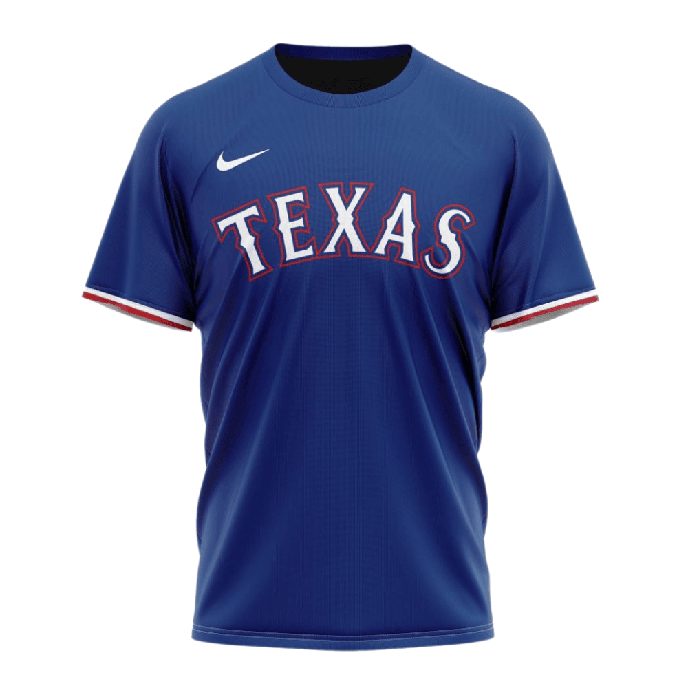 Texas Rangers 2024/25 Alternate Kits Custom AOP T-Shirt - Blue