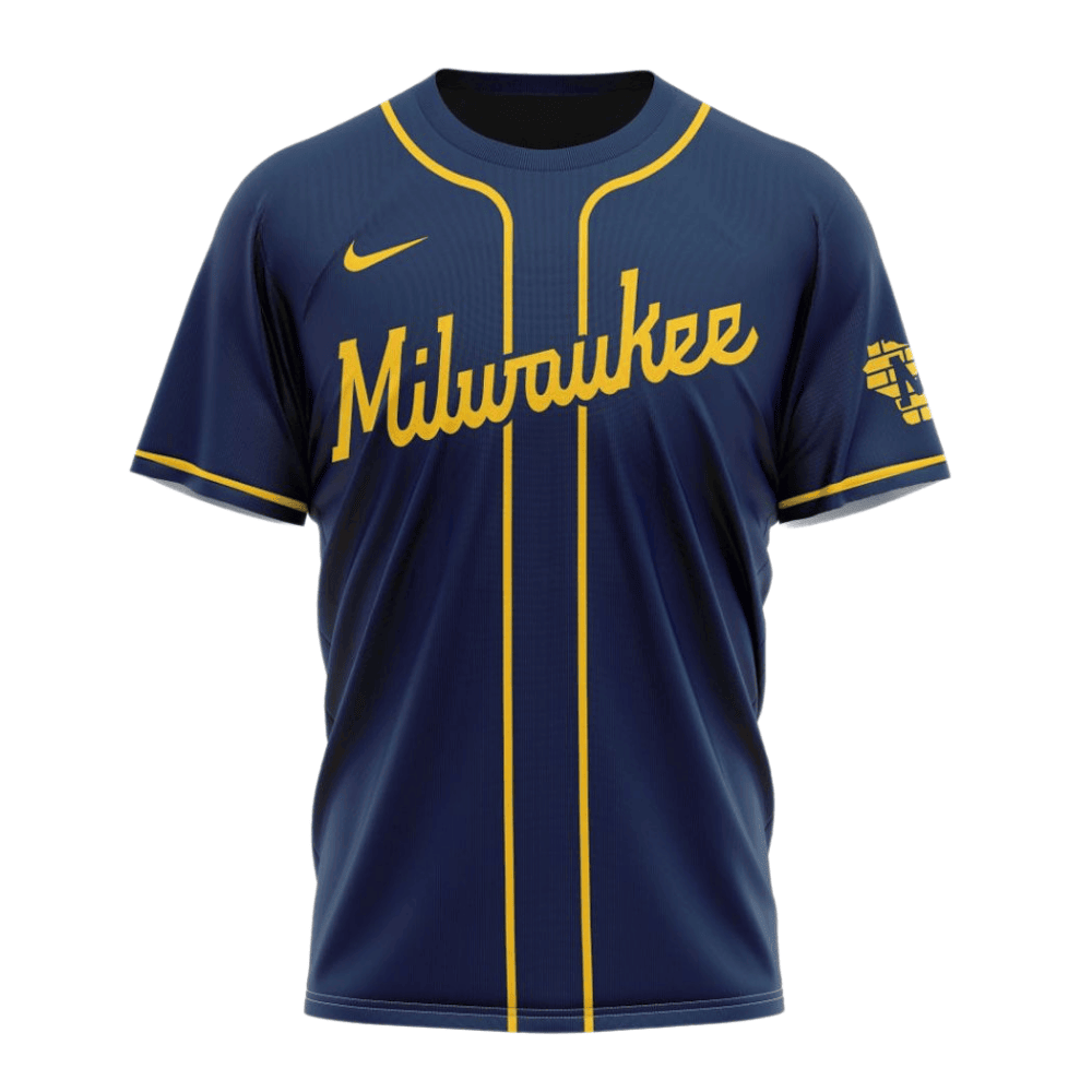 Milwaukee Brewers 2024/25 Alternate Kits Custom AOP T-Shirt - Navy
