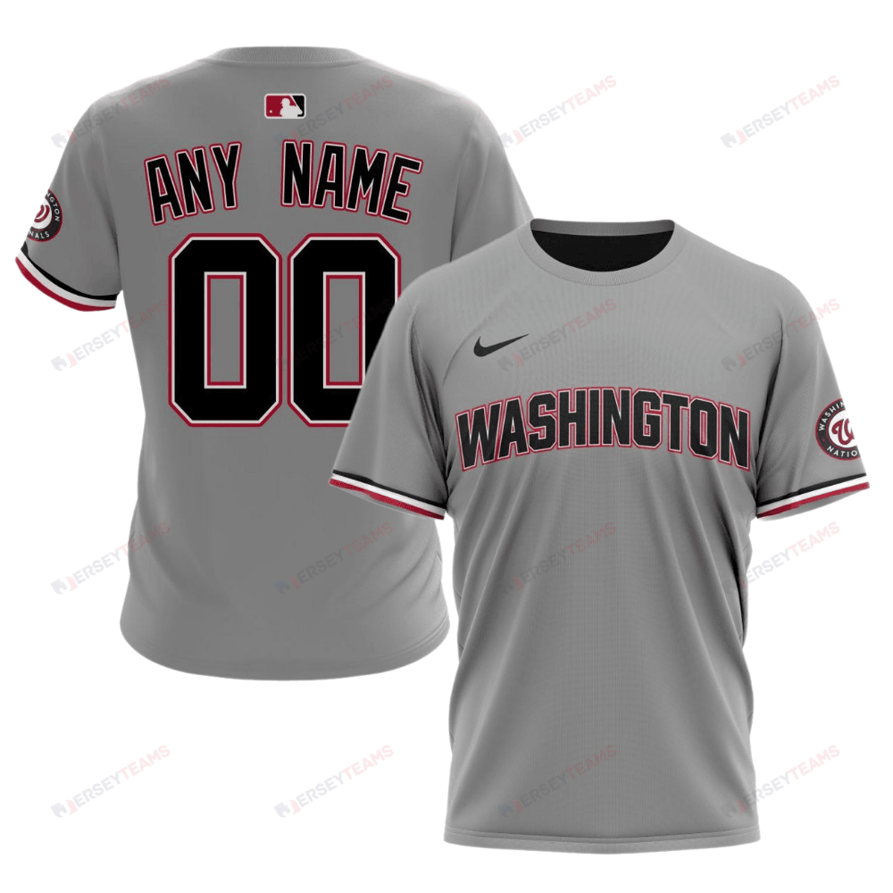 Washington Nationals 2024/25 Road Kits Custom AOP T-Shirt - Gray