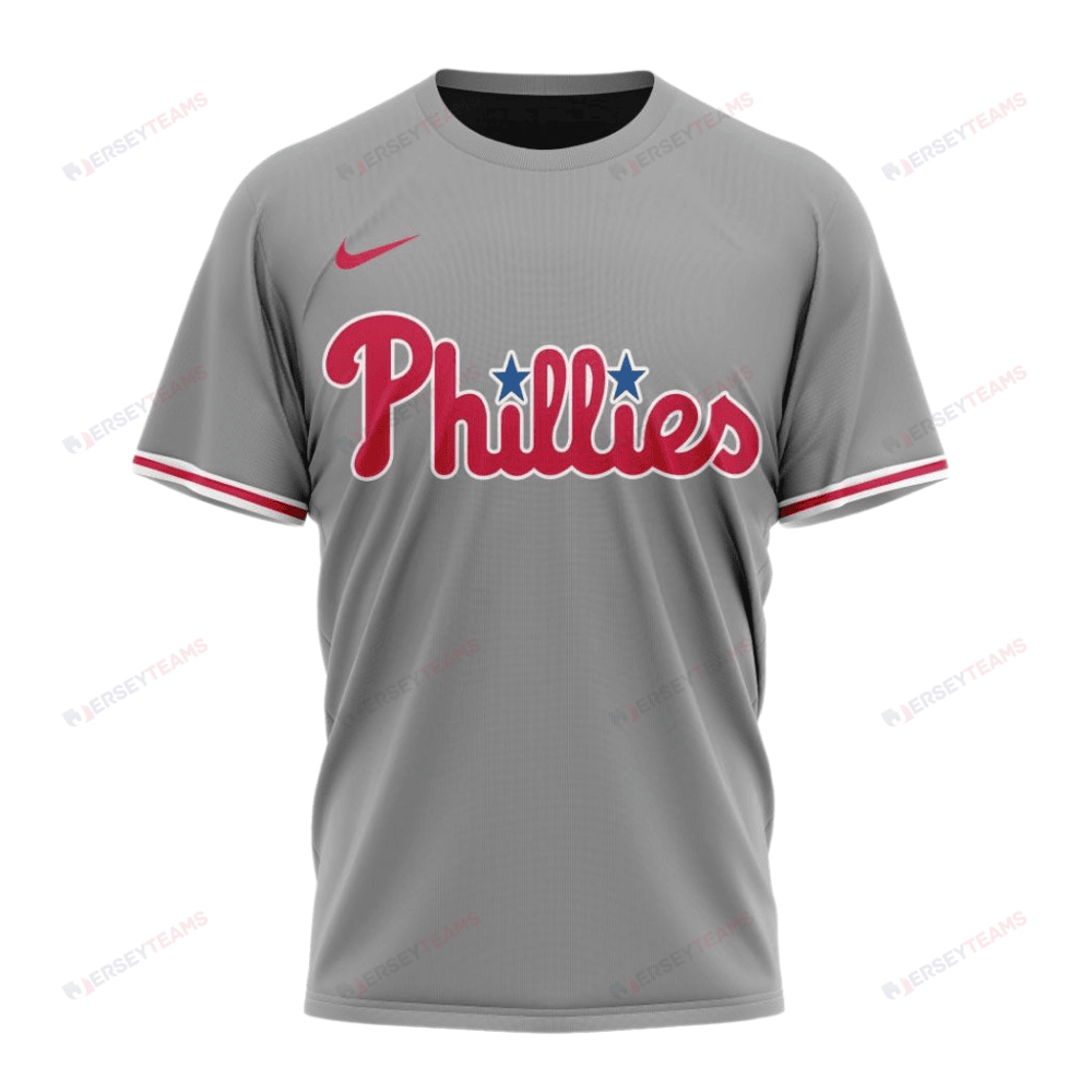 Philadelphia Phillies 2024/25 Road Kits Custom AOP T-Shirt - Gray