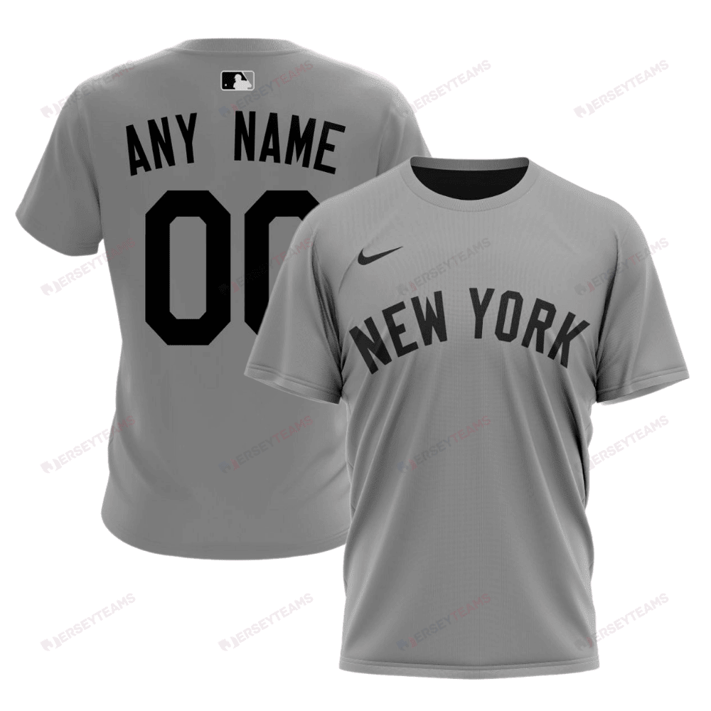 New York Yankees 2024/25 Road Kits Custom AOP T-Shirt - Gray
