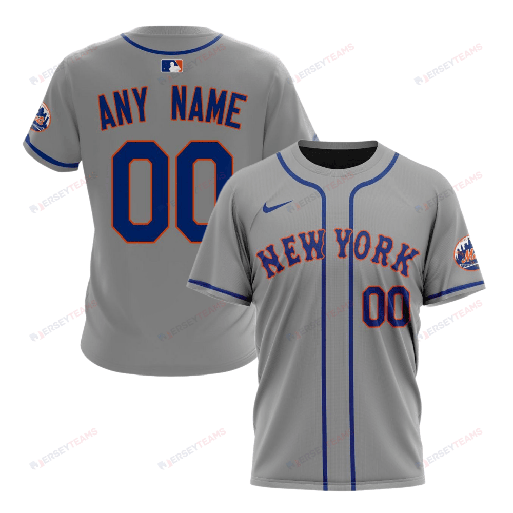 New York Mets 2024/25 Road Kits Custom AOP T-Shirt - Gray