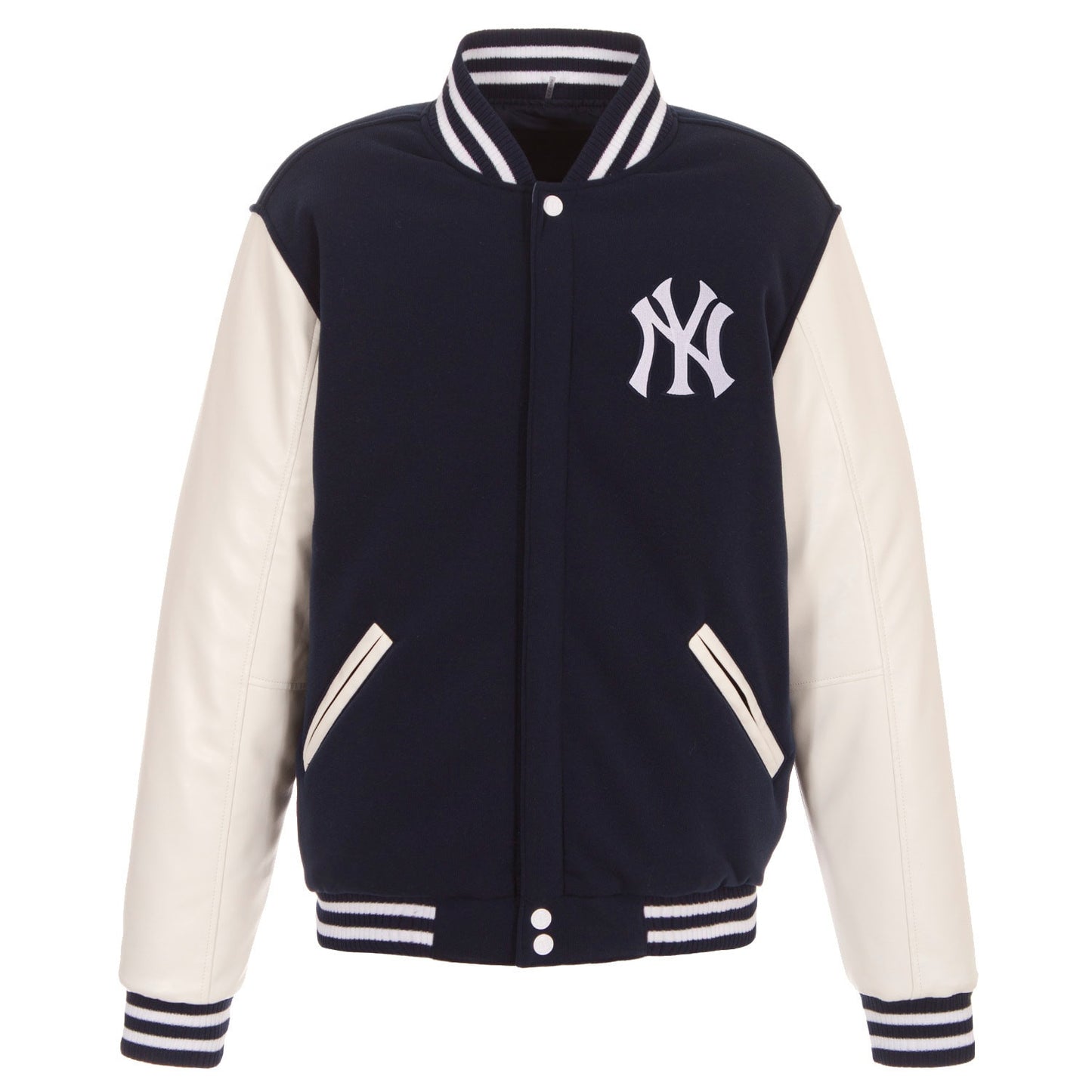 New York Yankees Reversible Fleece Full-Snap Jacket - Men's Navy