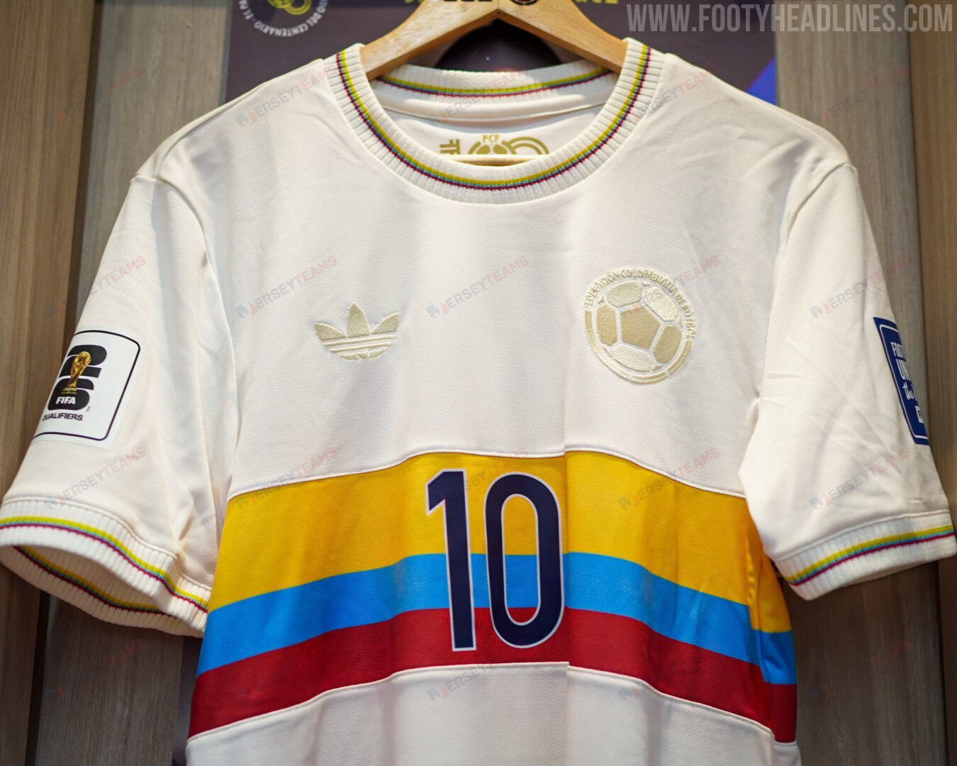 Juan Quintero 20 Colombia 2024 100th Anniversary Jersey & 2026 FIFA World Cup Qualifiers Patch - Men, Chalk White