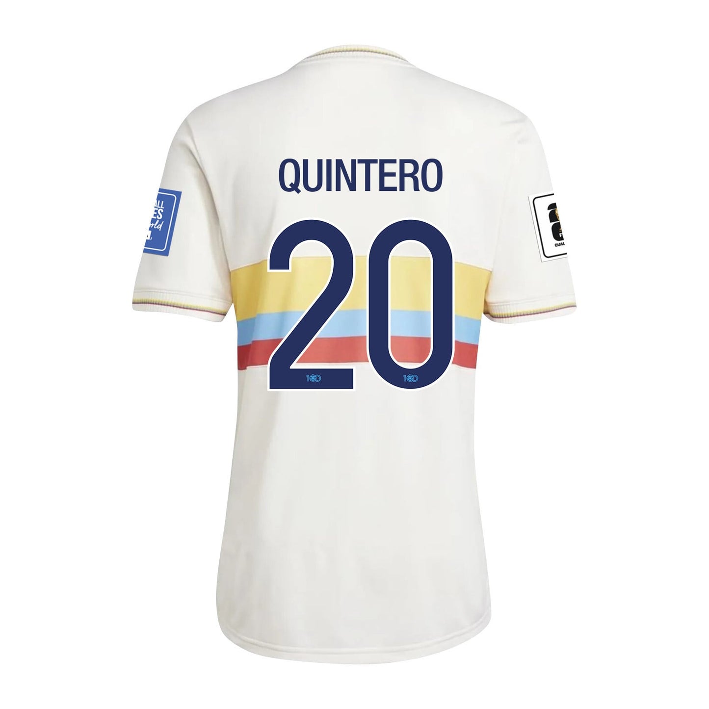 Juan Quintero 20 Colombia 2024 100th Anniversary Jersey & 2026 FIFA World Cup Qualifiers Patch - Men, Chalk White