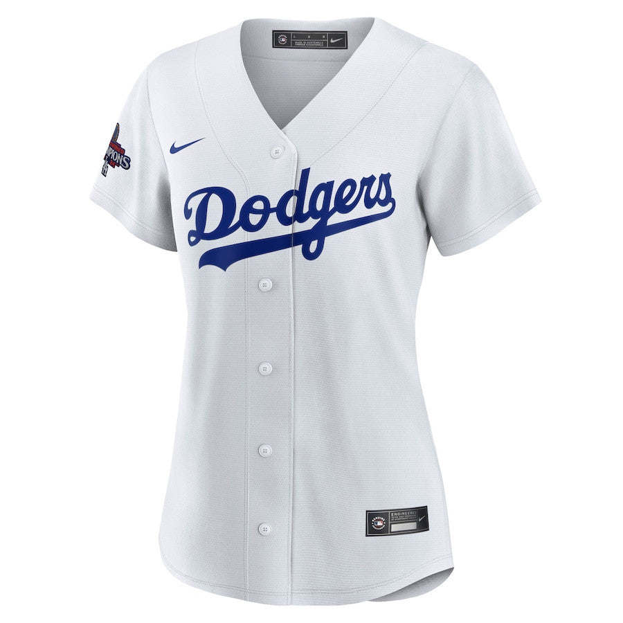 Yoshinobu Yamamoto 18 Los Angeles Dodgers Women's 2024 World Series Champions Home Japanese Characters Player Jersey - White