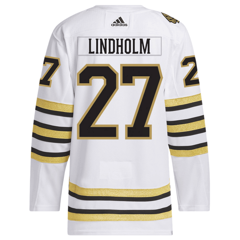 Hampus Lindholm 27 Boston Bruins 100th Anniversary Primegreen Away Men Jersey - White