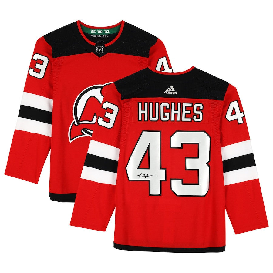 Luke Hughes 43 Signed New Jersey Devils Autographed Jersey - Red