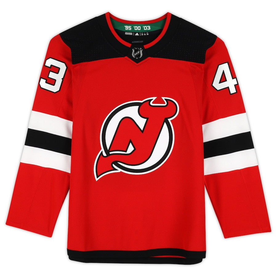 Luke Hughes 43 Signed New Jersey Devils Autographed Jersey - Red