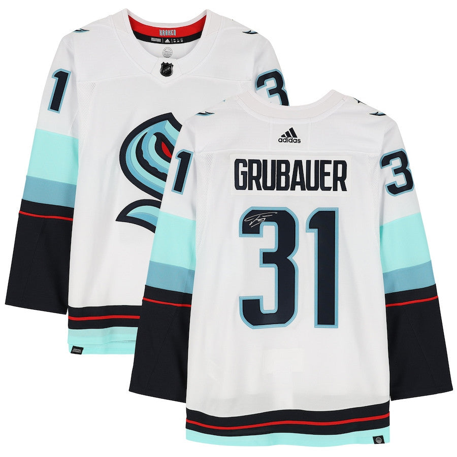 Philipp Grubauer 31 Signed Seattle Kraken Autographed Jersey - White