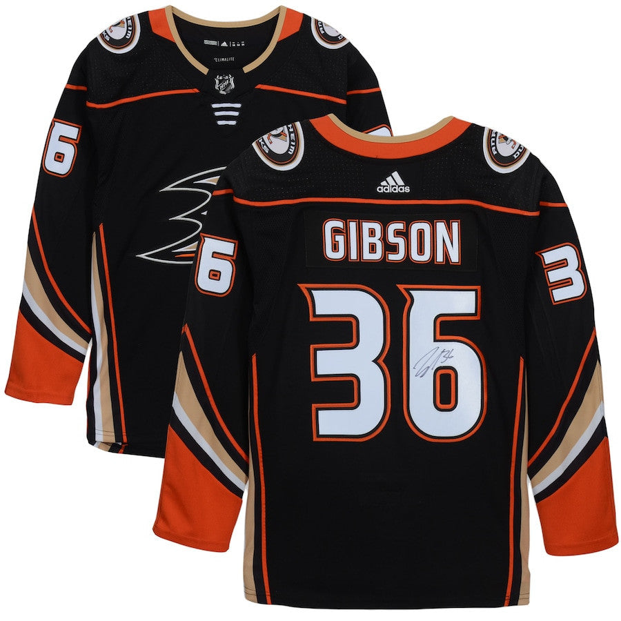 John Gibson 36 Signed Anaheim Ducks Autographed Jersey - Black