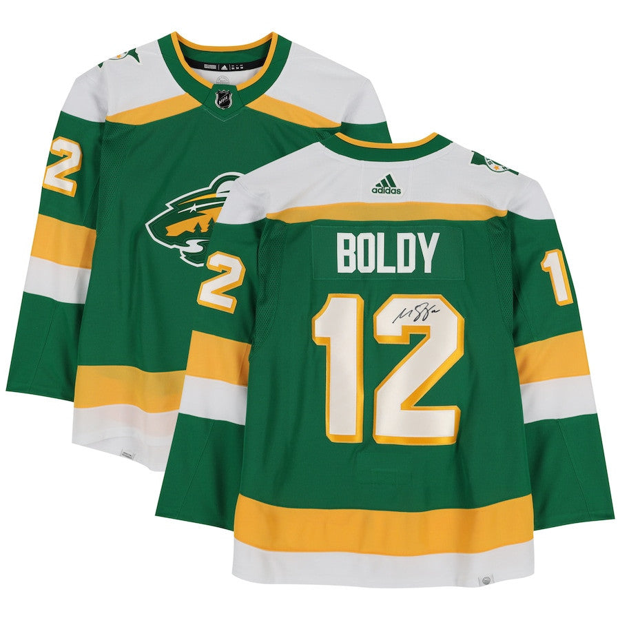 Matthew Boldy 12 Signed Minnesota Wild Autographed Alternate Jersey - Green