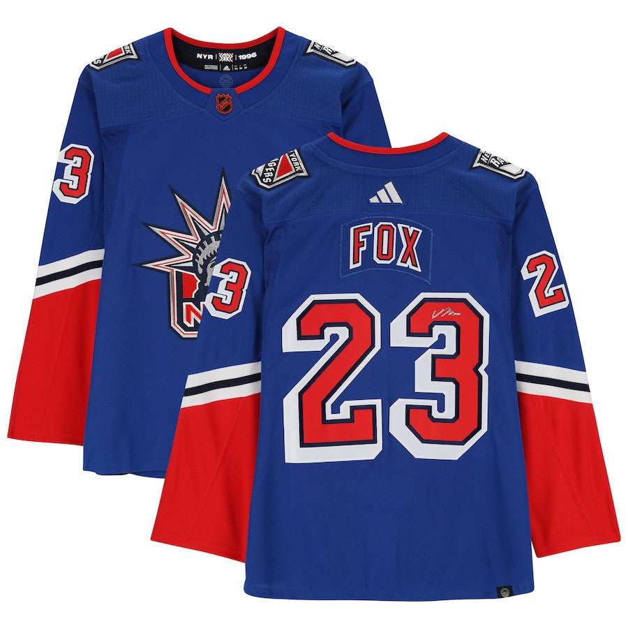 Adam Fox 23 Signed New York Rangers Autographed 2022-23 Reverse Retro Jersey - Blue