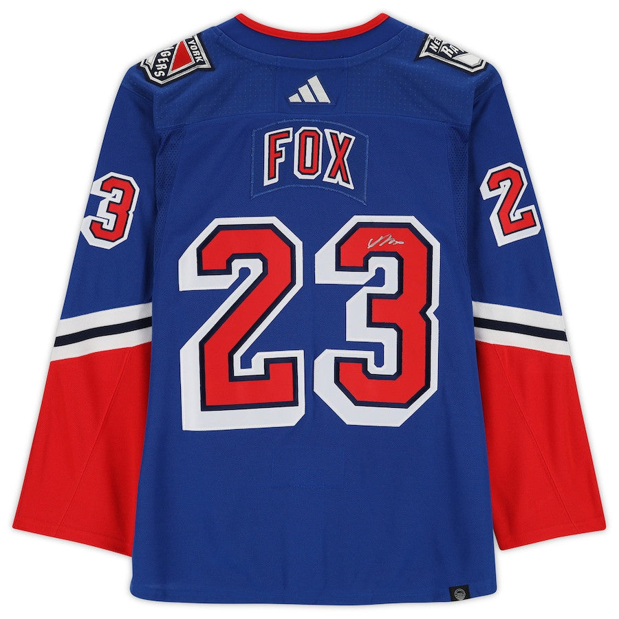 Adam Fox 23 Signed New York Rangers Autographed 2022-23 Reverse Retro Jersey - Blue