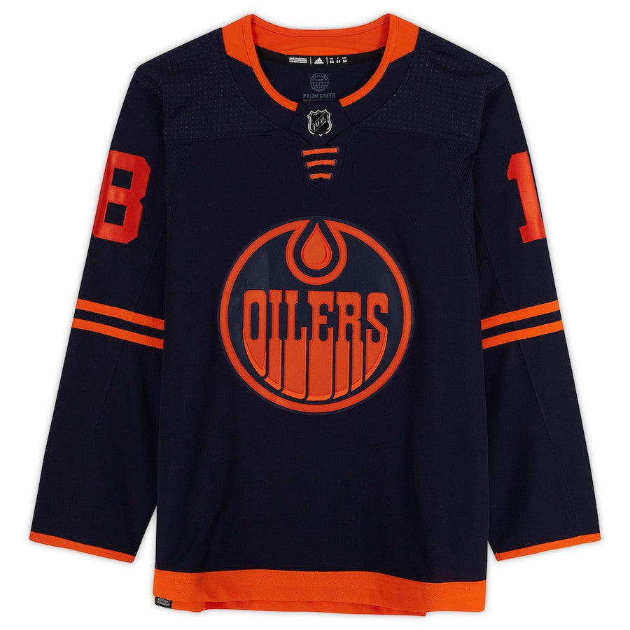 Zach Hyman 18 Signed Edmonton Oilers Autographed Alternate Jersey - Navy