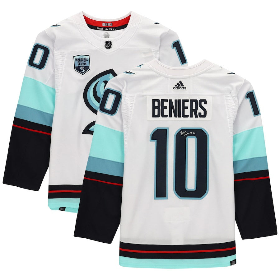 Matty Beniers 10 Signed Seattle Kraken Autographed Jersey - White