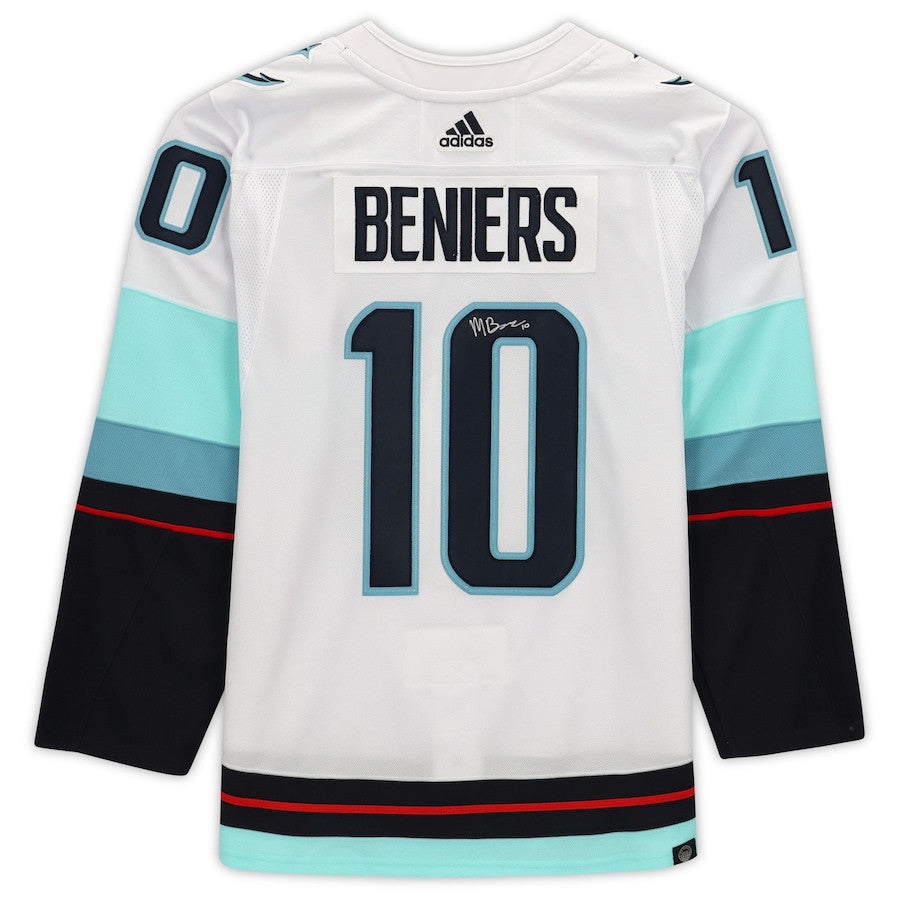 Matty Beniers 10 Signed Seattle Kraken Autographed Jersey - White