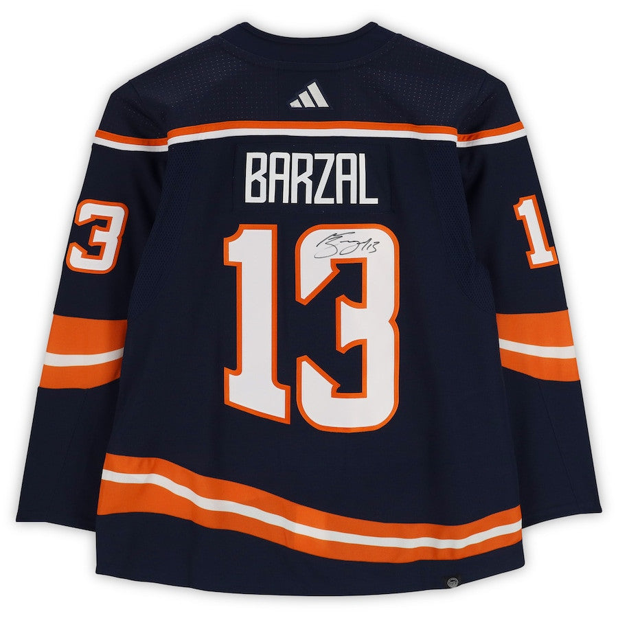 Mathew Barzal 13 Signed New York Islanders Autographed 2022-23 Reverse Retro Jersey - Navy