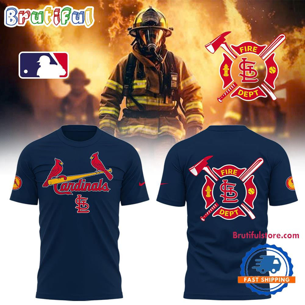 St. Louis Cardinals x Firefighter Appreciation Night 2025 All Over Printed T-shirt - Navy