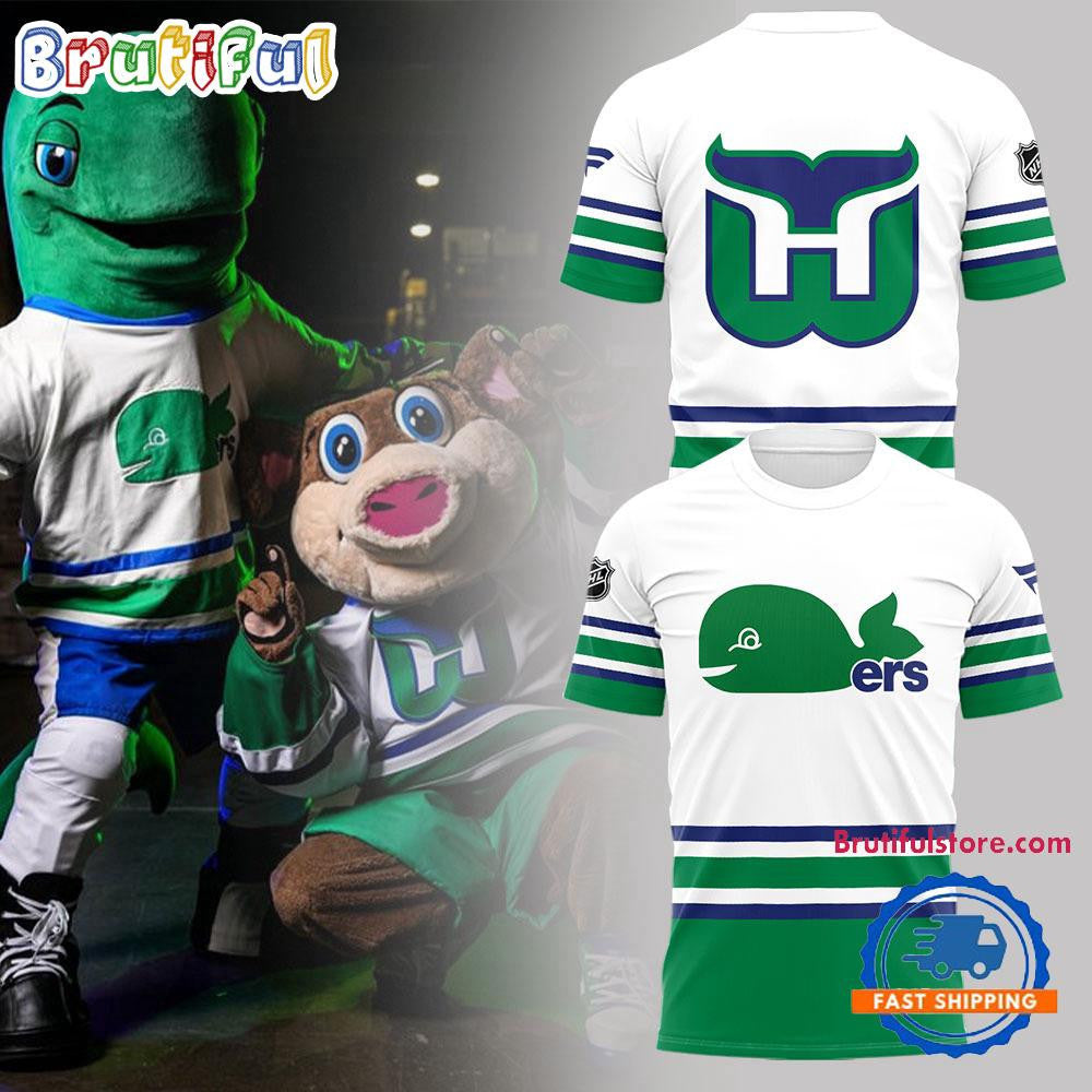 Carolina Hurricanes x Happy Whalers Night Limited Edition 2025 All Over Printed T-shirt - White