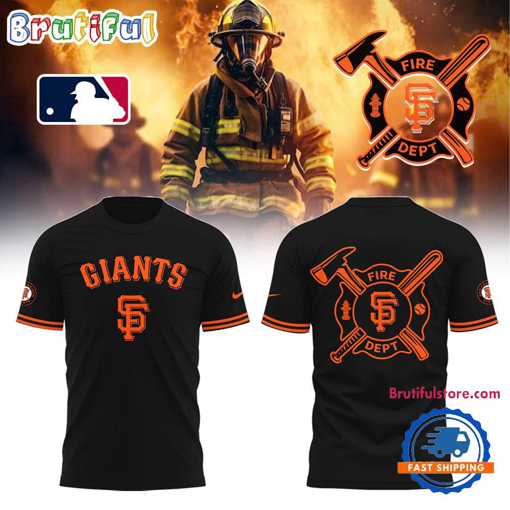 San Francisco Giants x Firefighter Appreciation Night All Over Printed T-shirt - Black