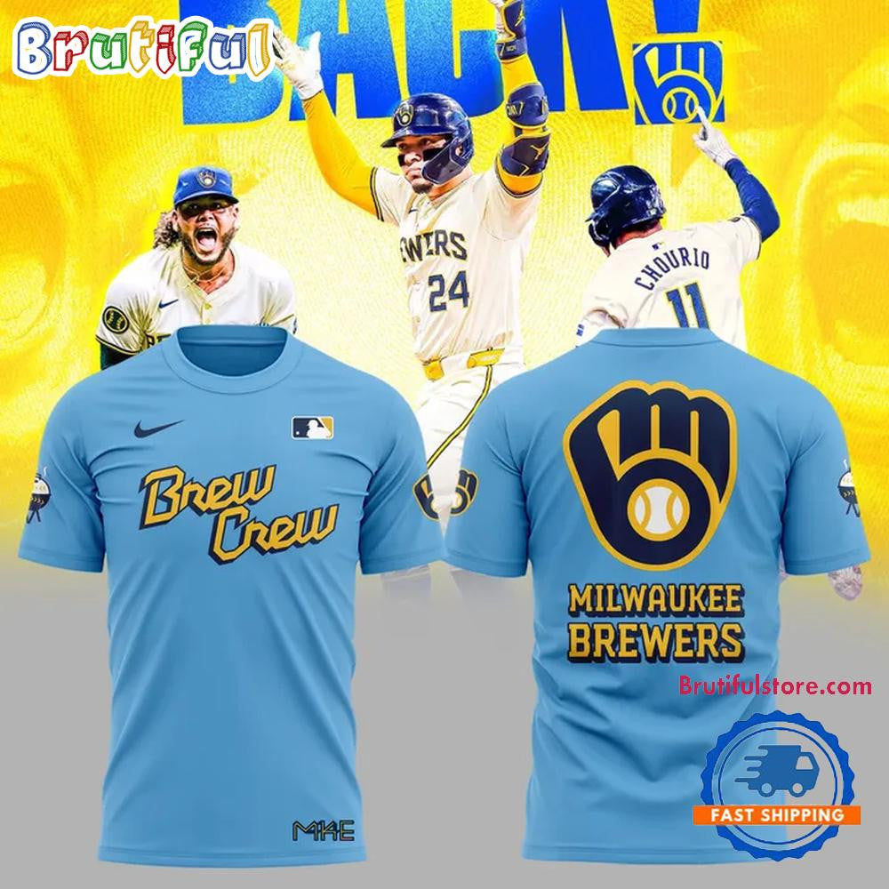 Milwaukee Brewers Special New Blue City Connect All Over Printed T-shirt - Light Blue