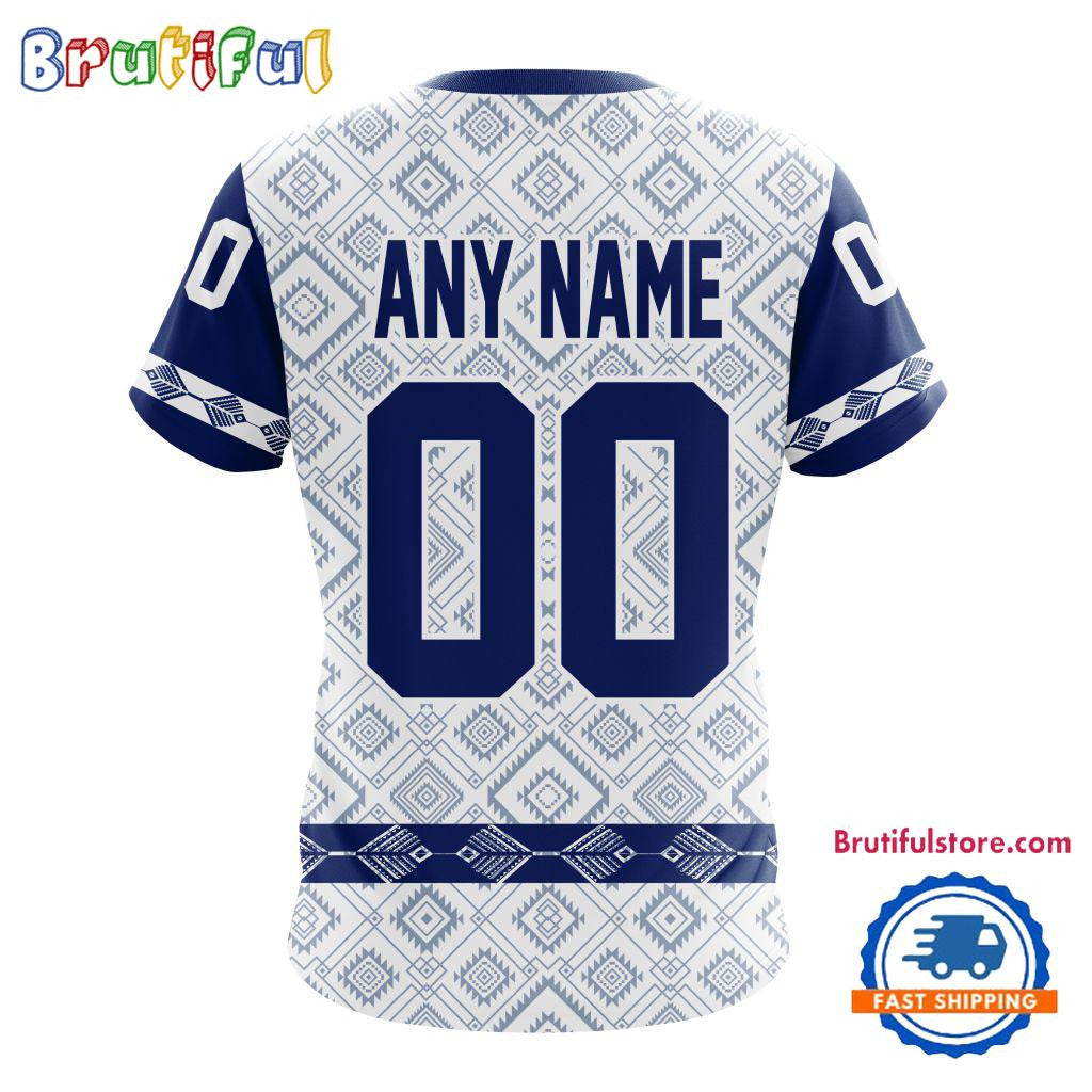Tampa Bay Lightning Hockey Team Native Heritage Design Custom Name Number All Over Printed T-shirt - White