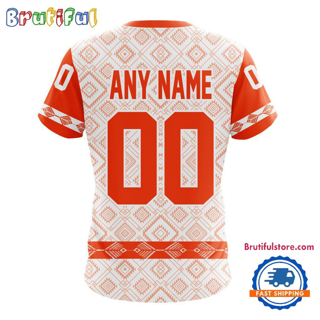 Philadelphia Flyers Hockey Team Native Heritage Design Custom Name Number All Over Printed T-shirt - White