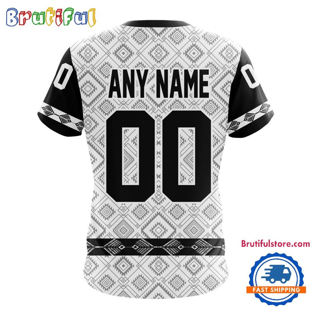 Los Angeles Kings Hockey Team Native Heritage Design Custom Name Number All Over Printed T-shirt - White