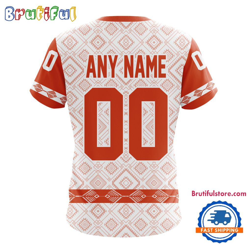 Anaheim Ducks Hockey Team Native Heritage Design Custom Name Number All Over Printed T-shirt - White