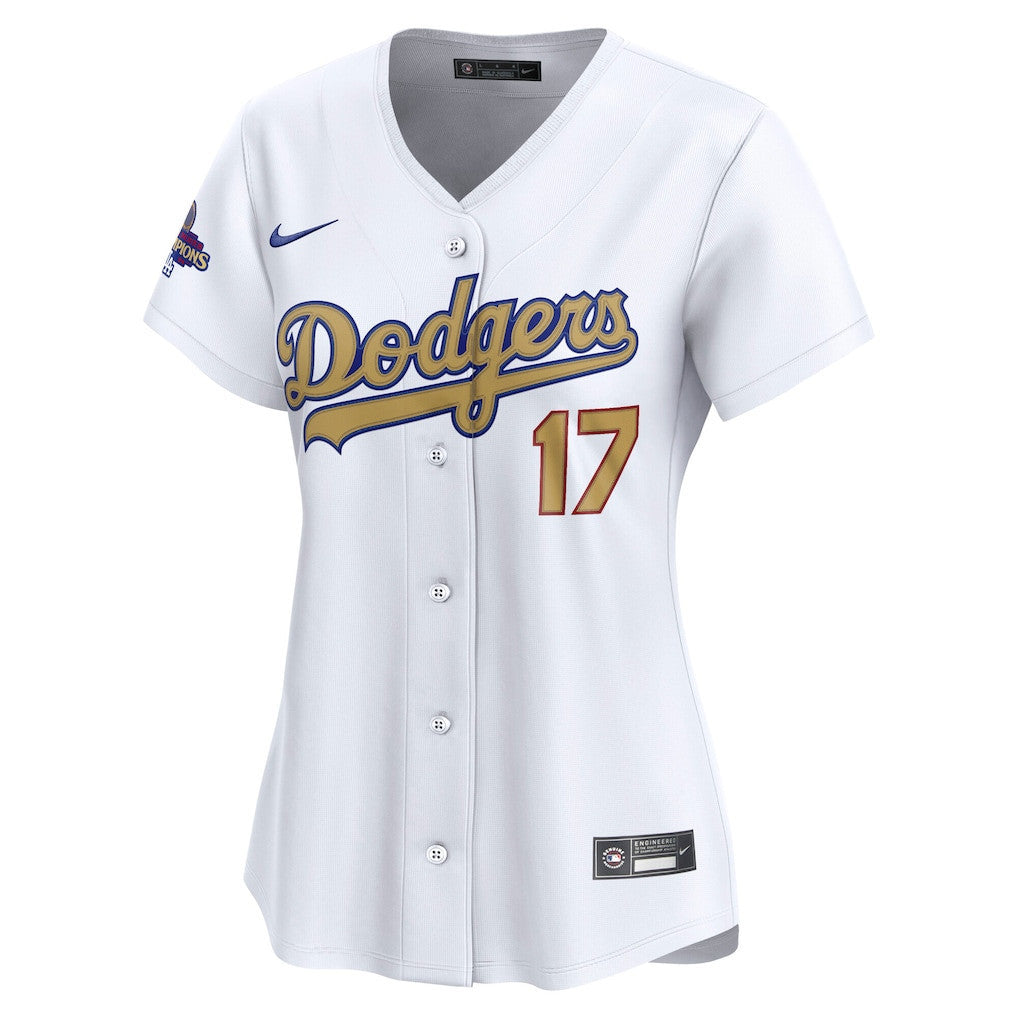 Shohei Ohtani 17 Los Angeles Dodgers Women's 2025 Gold Collection Kanji Limited Jersey - White