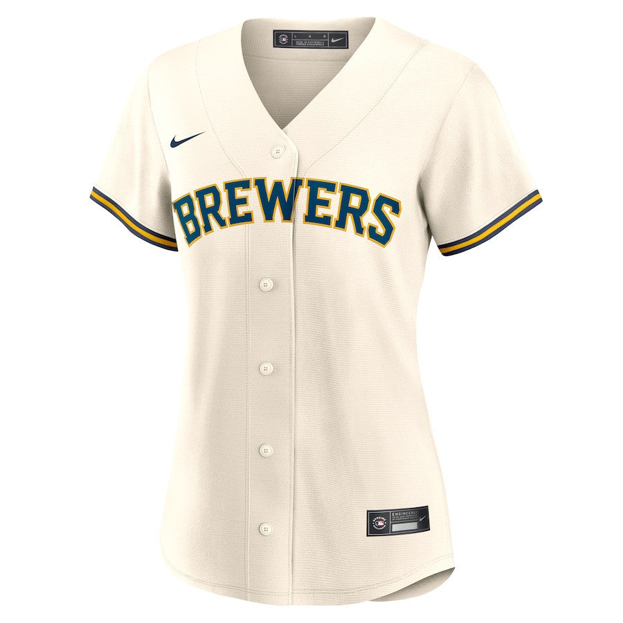 Freddy Peralta 51 Milwaukee Brewers Women's Home Jersey - Cream