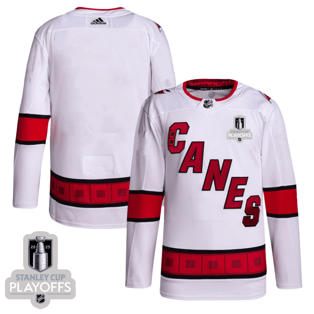 Carolina Hurricanes 2025 NHL Playoffs Patch Away Men Jersey - White