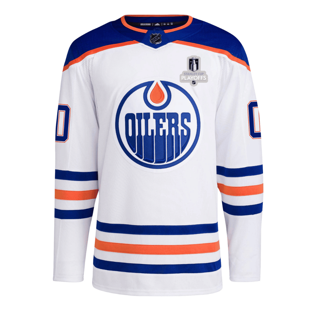 Edmonton Oilers 2025 NHL Playoffs Patch Away Men Custom Jersey - White
