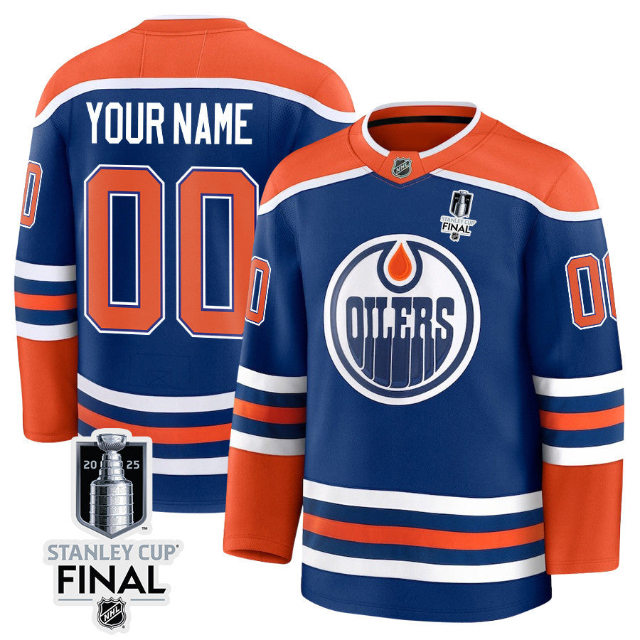Edmonton Oilers 2025 STANLEY CUP Final Patch Home Men Custom Jersey - Royal