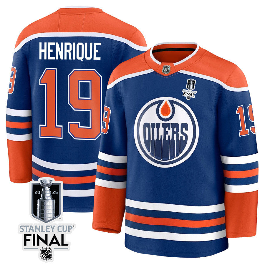 Adam Henrique 19 Edmonton Oilers 2025 STANLEY CUP Final Patch Home Men Jersey - Royal