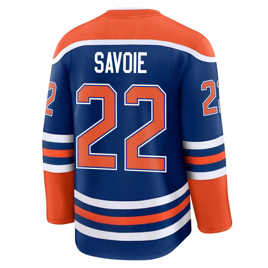 Matt Savoie 22 Edmonton Oilers 2025 STANLEY CUP Final Patch Home Men Jersey - Royal