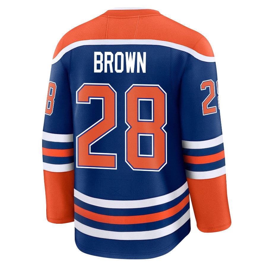 Connor Brown 28 Edmonton Oilers 2025 STANLEY CUP Final Patch Home Men Jersey - Royal