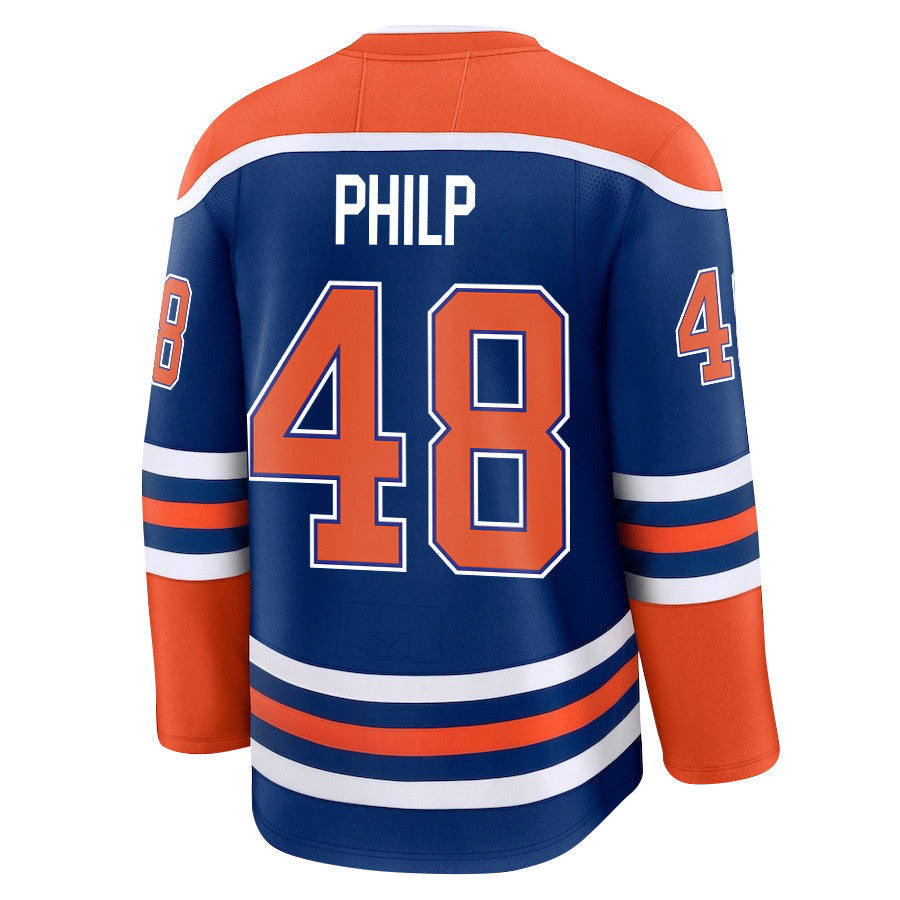Noah Philp 48 Edmonton Oilers 2025 STANLEY CUP Final Patch Home Men Jersey - Royal