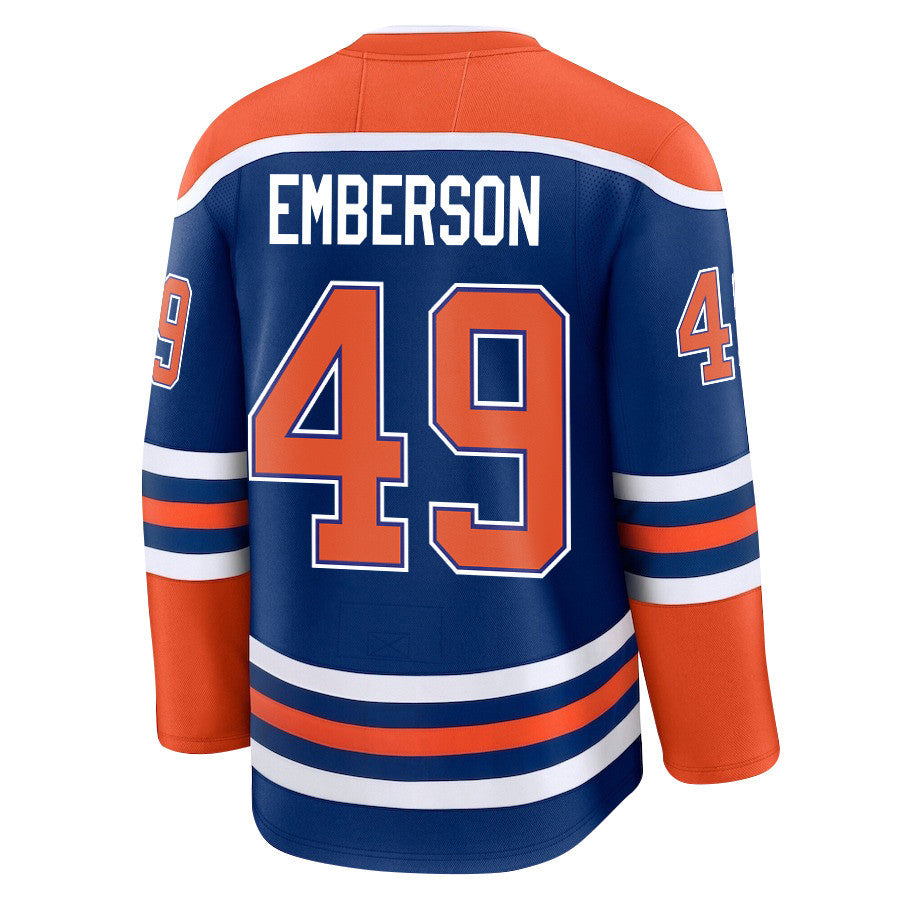 Ty Emberson 49 Edmonton Oilers 2025 STANLEY CUP Final Patch Home Men Jersey - Royal