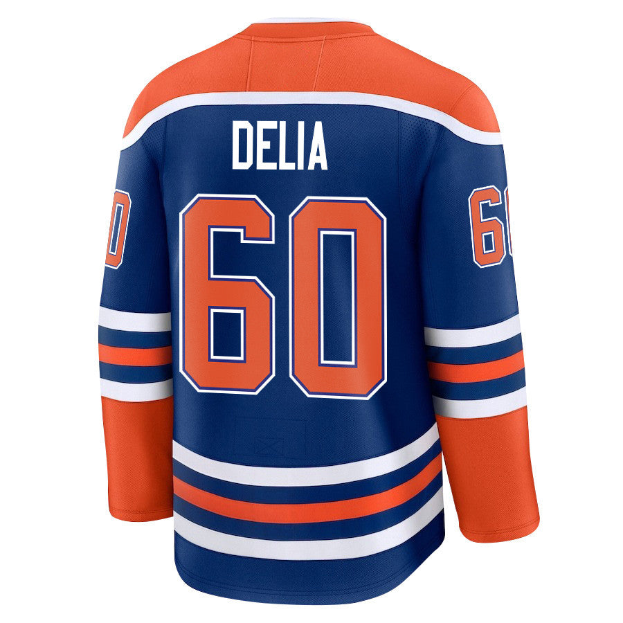 Collin Delia 60 Edmonton Oilers 2025 STANLEY CUP Final Patch Home Men Jersey - Royal