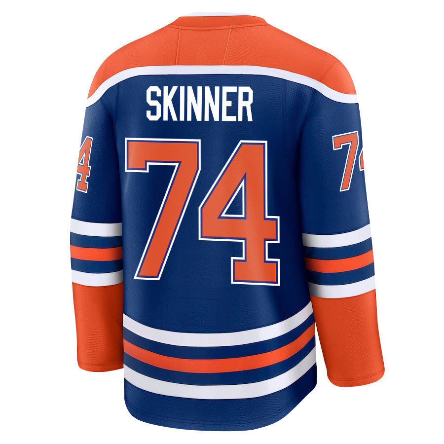 Stuart Skinner 74 Edmonton Oilers 2025 STANLEY CUP Final Patch Home Men Jersey - Royal