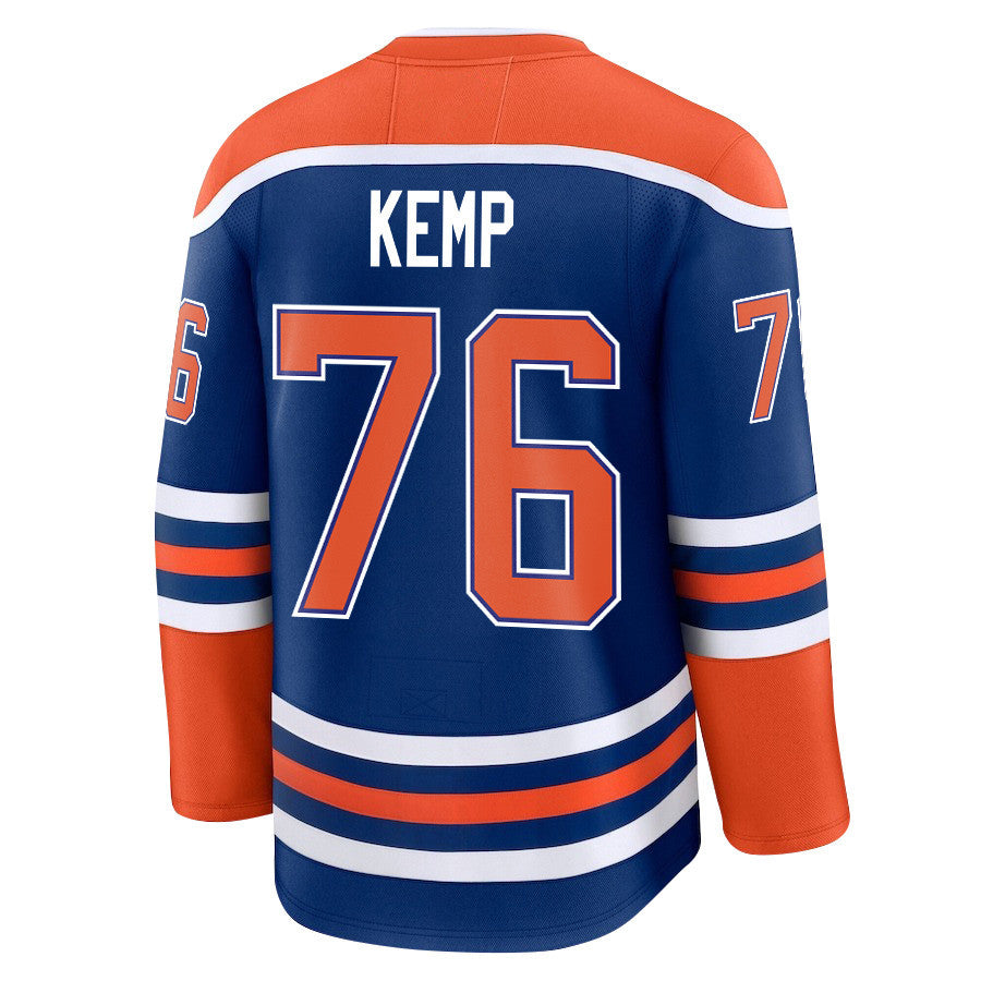 Philip Kemp 76 Edmonton Oilers 2025 STANLEY CUP Final Patch Home Men Jersey - Royal