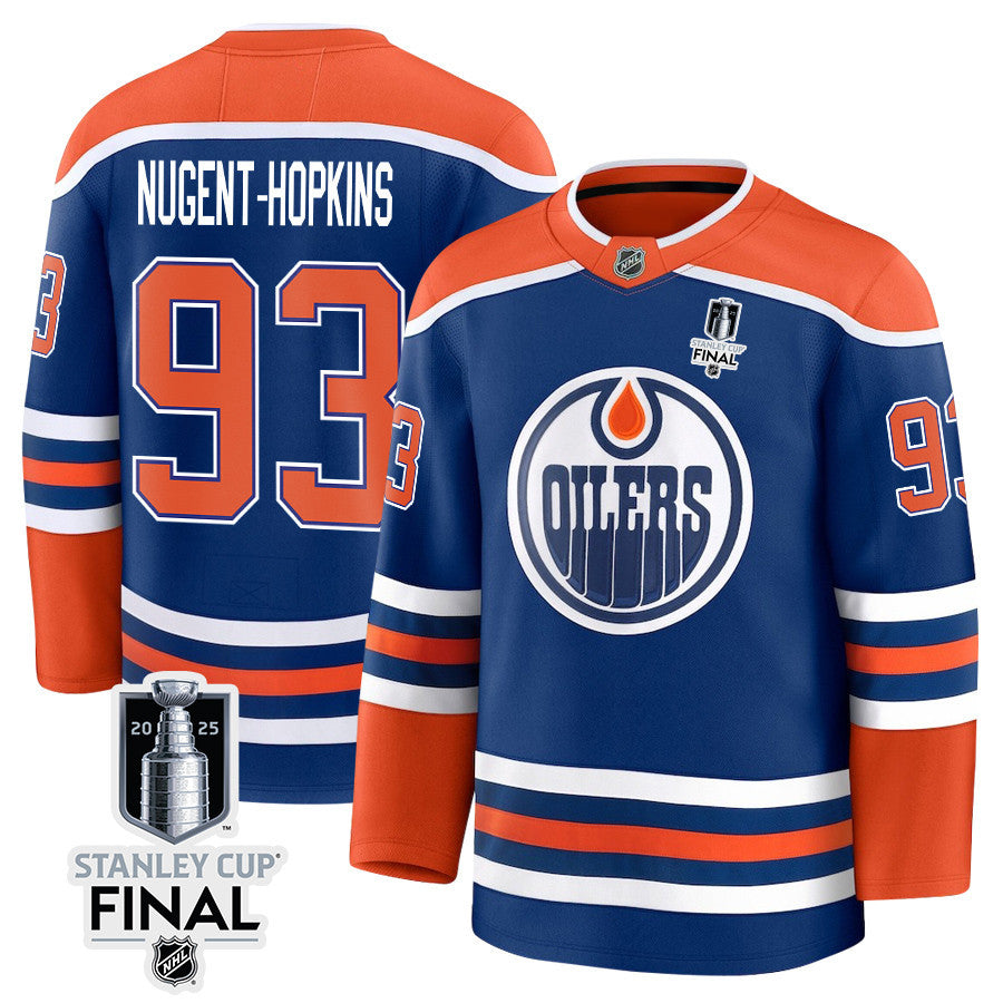 Ryan Nugent-Hopkins 93 Edmonton Oilers 2025 STANLEY CUP Final Patch Home Men Jersey - Royal