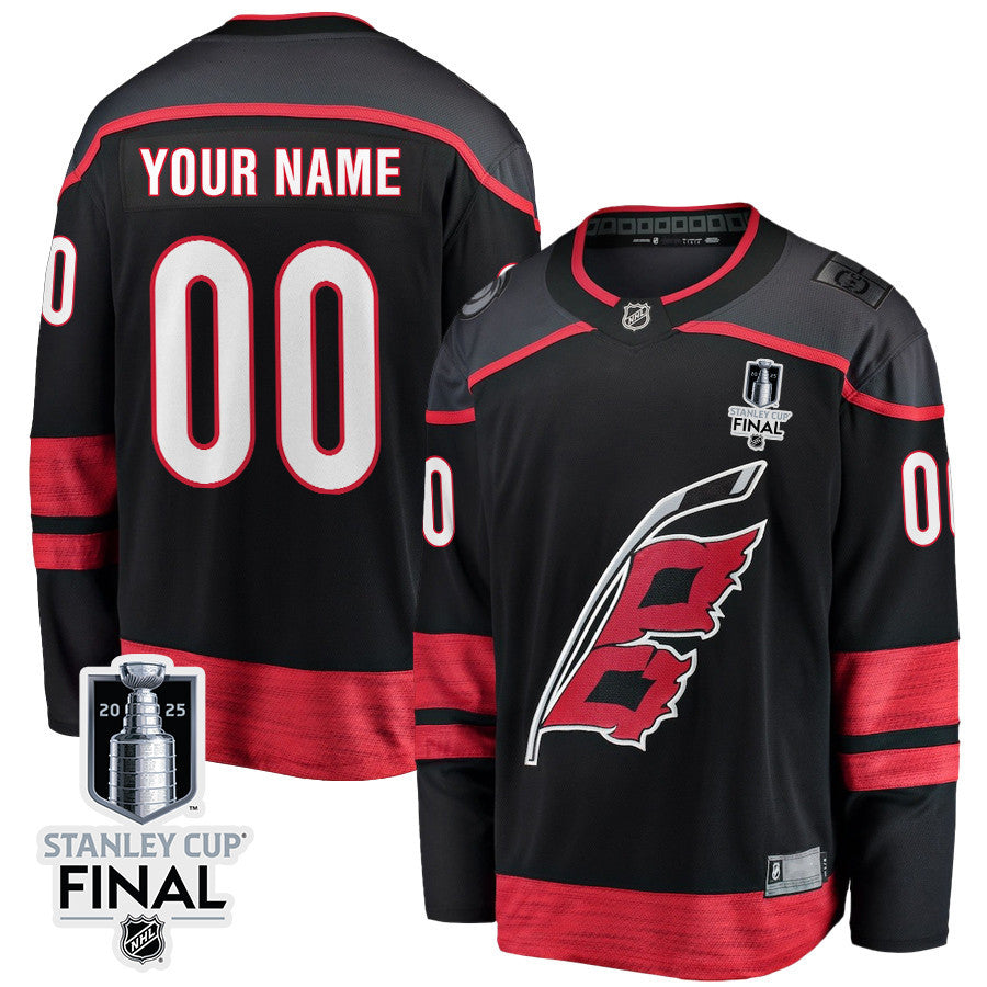 Carolina Hurricanes 2025 STANLEY CUP Final Patch Home Men Custom Jersey - Black