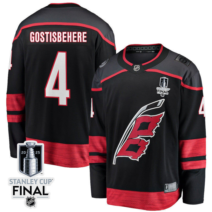 Shayne Gostisbehere 4 Carolina Hurricanes 2025 STANLEY CUP Final Patch Home Men Jersey - Black