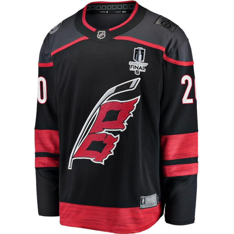 Sebastian Aho 20 Carolina Hurricanes 2025 STANLEY CUP Final Patch Home Men Jersey - Black