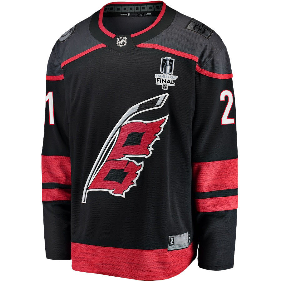 Alexander Nikishin 21 Carolina Hurricanes 2025 STANLEY CUP Final Patch Home Men Jersey - Black