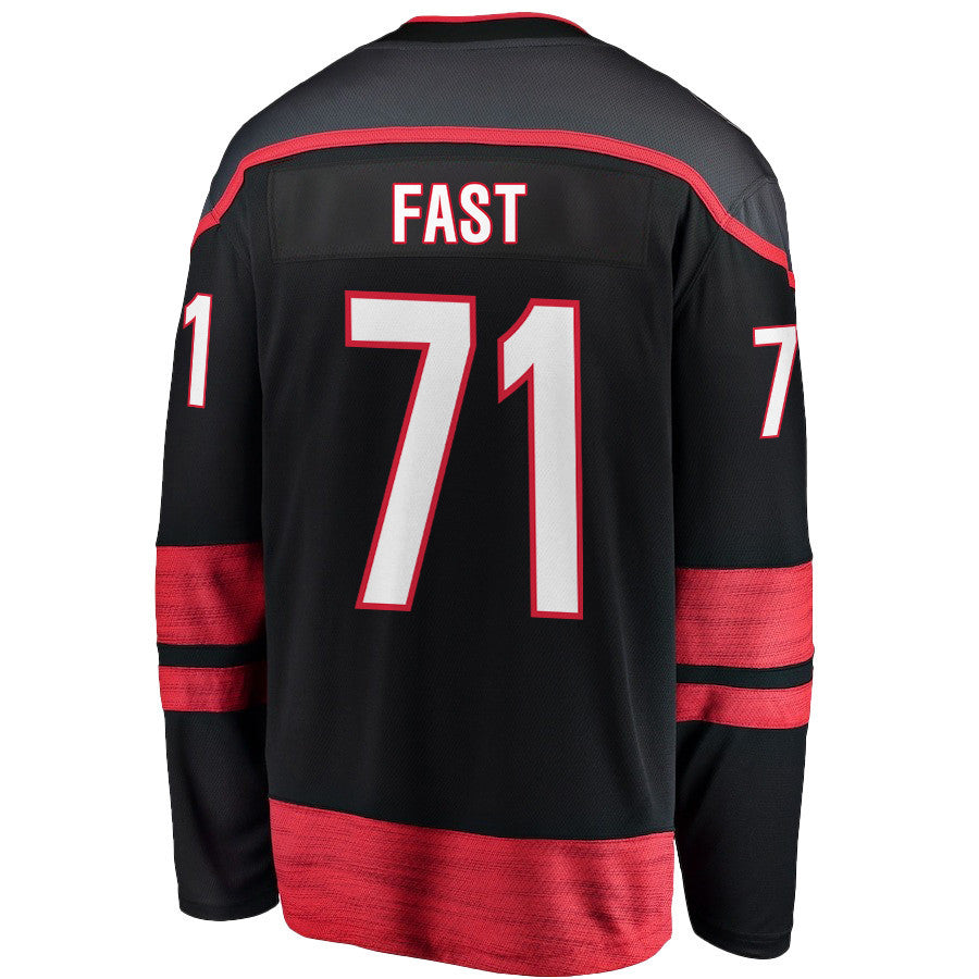 Jesper Fast 71 Carolina Hurricanes 2025 STANLEY CUP Final Patch Home Men Jersey - Black